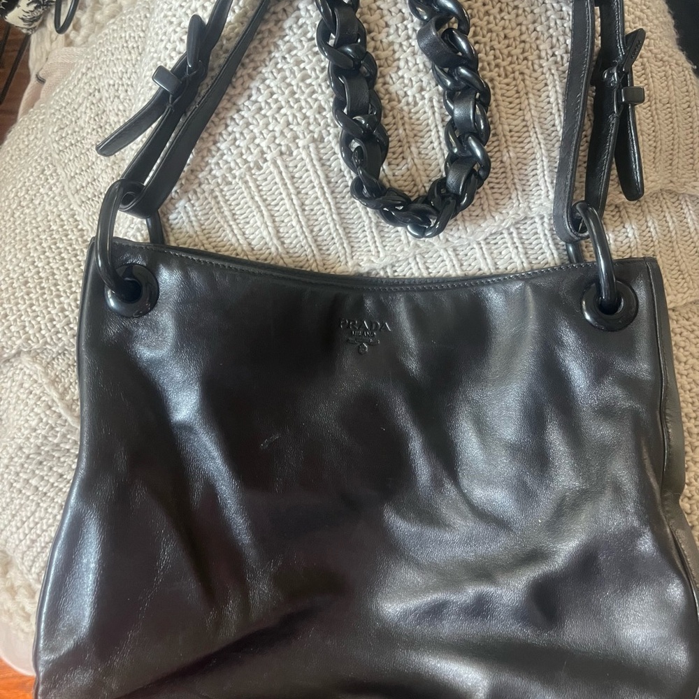 Prada Black Leather Shoulder Bag